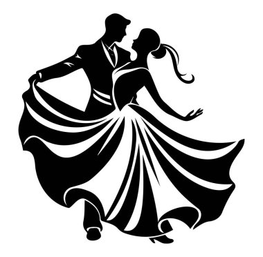 Güzel Silüet Tasarım Sanatında Dans Eden Zarif Çift