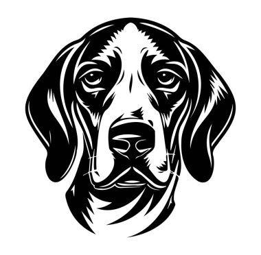 İfade Eden Gözlü Köpek Başı 'nın Siyah ve Beyaz Çizimi