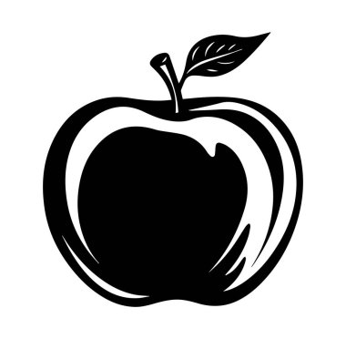 Taze Elma Meyvesi 'nin Zarif Siyah ve Beyaz Çizimi