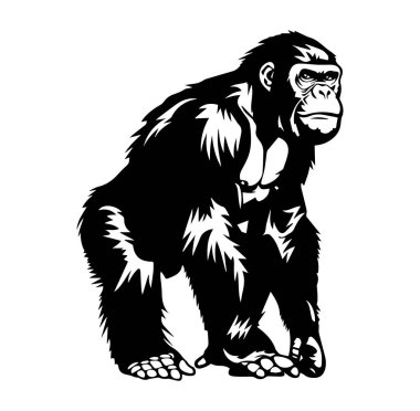 Yaratıcı Projeler İçin Dinamik Poz Veren Güçlü Goril Silueti
