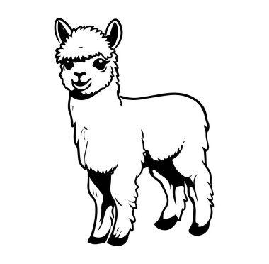 Oyuncu Alpaka Ayakta Duruşunun Sevimli Çizgi Filmi