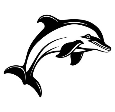 Okyanus Dalgalarında Oyuncu Yunus Yüzüşü, Siyah ve Beyaz Tasarım