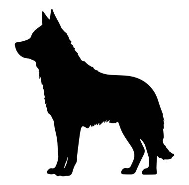 Ayrıntılı Kürk dokusu ve kulakları olan Ayakta Duran Köpeğin Silueti