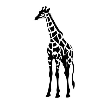 Zarif Siyah ve Beyaz Zürafa Siluet Tasarımı