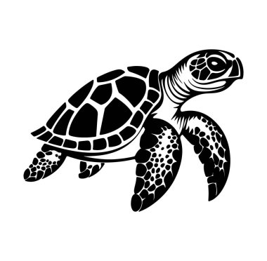 Siyah ve Beyaz Deniz Kaplumbağasının Şekillendirilmiş Resimleri