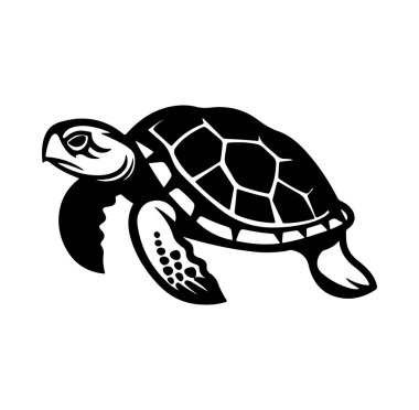 Sanat Tasarımı İçin Ayrıntılı Siyah ve Beyaz Kaplumbağa Silüeti