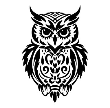 Yaratıcı Projeler için Karmaşık Siyah ve Beyaz Baykuş Tasarımı