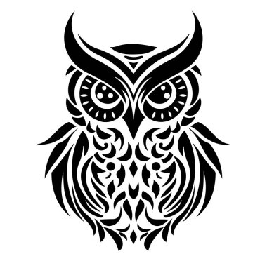 Karmaşık Siyah ve Beyaz Baykuş Dövme Sanat Tasarımı Grafikleri