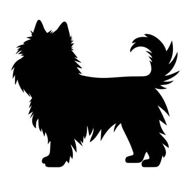 Kıvrık Kuyruklu ve Kulaklı Yumuşak Köpeğin Silueti