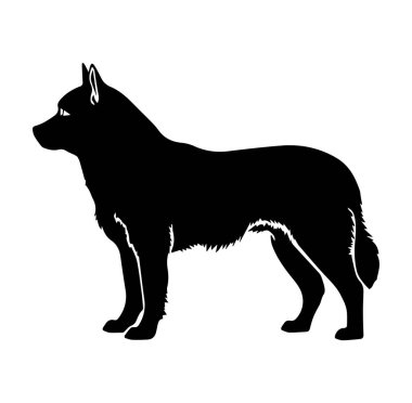 Beyaz Geçmişe Karşı Profilde Duran Bir Köpeğin Silueti