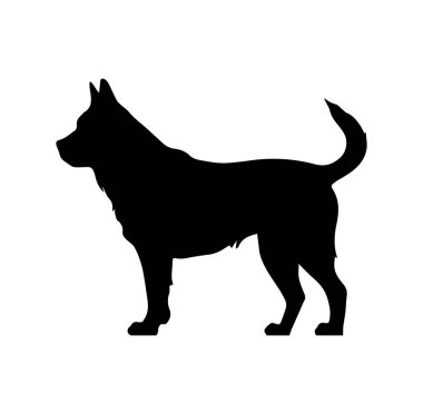 Siyah Renkli Bir Köpek Durma Yanı Profili Silueti