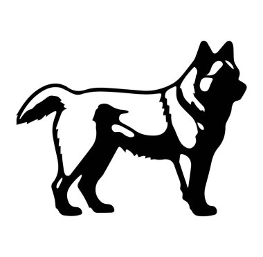 Ayakta Duran Köpek Profili Tasarımının Siyah ve Beyaz Silueti