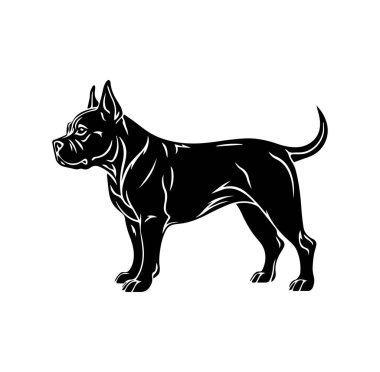 Güçlü İnşa ve Kendine Güvenen Duruşuyla Siyah Köpek Silueti