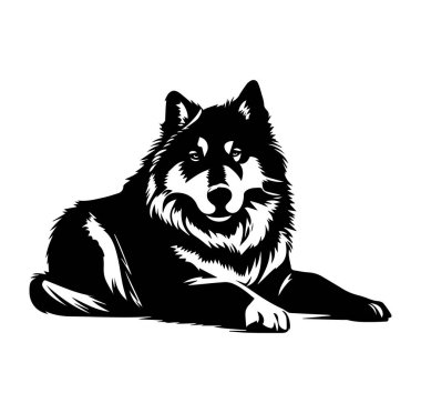 Oturan Kurt 'un Siyah ve Beyaz Çizimi
