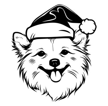 Tatil kutlamaları için Noel Baba Şapkası Giyen Mutlu Köpek