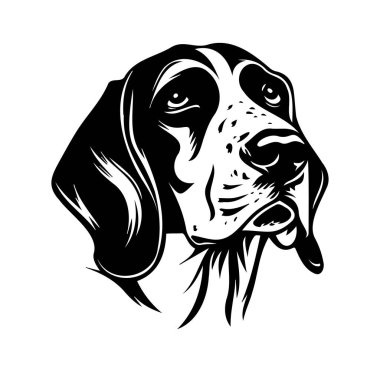 Bir Köpeğin Başının Zarif Siyah ve Beyaz Çizimi