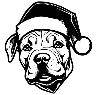 Noel Baba Şapkalı Mutlu Köpek Tatil Amigo Tasarımı