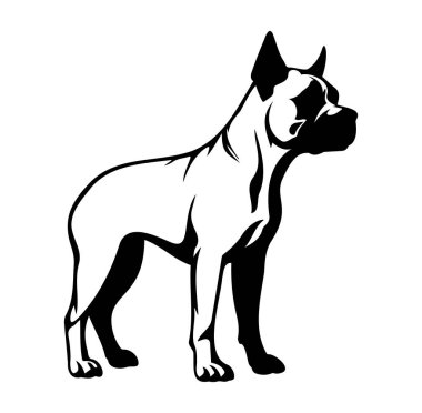 Ayakta Duran Köpek Siluetinin Siyah ve Beyaz Çizimi