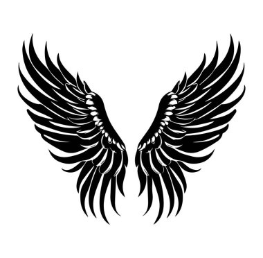 Grafik Kullanımı için Zarif Tüylü Kara Kanat Tasarımı