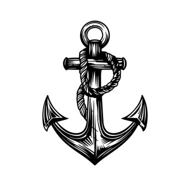 Halat Ayrıntısı ve Dokusuyla Klasik Çapa İllüstrasyonu