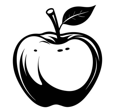 Sanatsal Kullanım için Siyah ve Beyaz Basit Elma Tasarımı