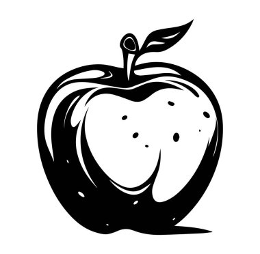 Taze Elmanın Siyah ve Beyaz Sanatsal İllüstrasyonu