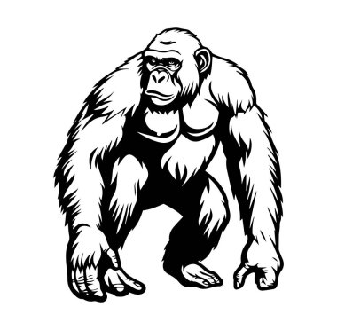 Güçlü Goril Yürüyüşü 'nün Siyah ve Beyaz Çizimi