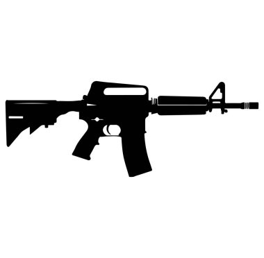 Ayrıntılı Tasarımlı Modern Saldırı Tüfeğinin Siyah Silüeti