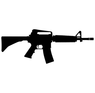 Beyaz Arkaplanda Modern Saldırı Tüfeğinin Siyah Silüeti