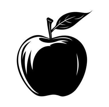 Taze Elmanın Siyah ve Beyaz Sanatsal İllüstrasyonu