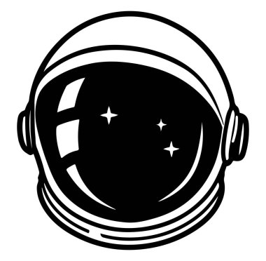 Siyah ve Beyaz Tasarımlı Yıldızlı Astronot Miğferi Simgesi