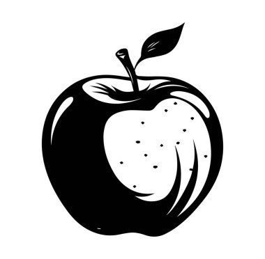 Lezzetli Elma Meyvesi 'nin Siyah ve Beyaz İllüstrasyonu