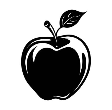 Yaprak Tasarım Elemanlı Siyah ve Beyaz Elma