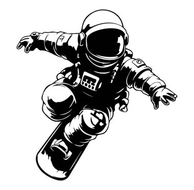 Modern Stil Sanatıyla Uzayda Astronot Snowboard
