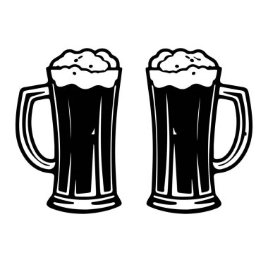 Üstünde köpük olan resimli bira kupaları.
