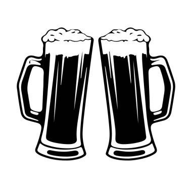 Kutlama ve Eğlence için köpüklü iki bardak bira.