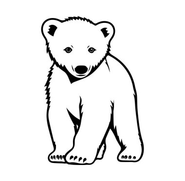 Siyah ve Beyaz Biçimli Çizgi Sanatında Sevimli Ayı Çizimi