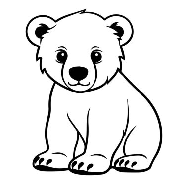 Tatlı Kutup Ayısı Çizgi Filmi Yumuşak İfadelerle Oturuyor