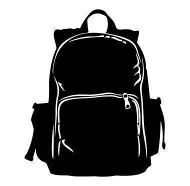 Kullanmak için Fermuar Tasarımlı Siyah Sırt Çantası Silueti