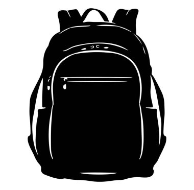 Eğitim veya Seyahat İçin Siyah Sırt Çantası Silüeti
