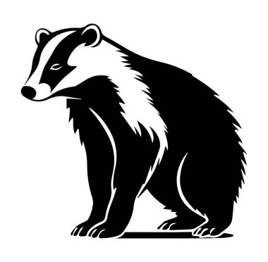 Minimalist Siyah ve Beyaz Porsuk Siluet Tasarımı