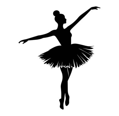 Dinamik pozisyondaki bir balerinin zarif silueti.