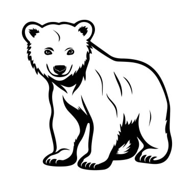 Yaratıcı Projeler ve Tasarımlar için Ayı Monokrom İllüstrasyonu