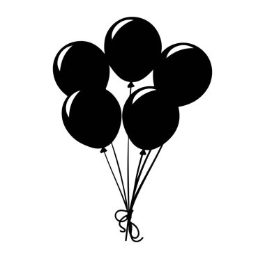 Kutlamalar ve Etkinlikler İçin Bir Kümede Siyah Balonlar
