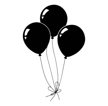 Kara Balonlar İpler ve Düğümlerle Havada Uçuyor