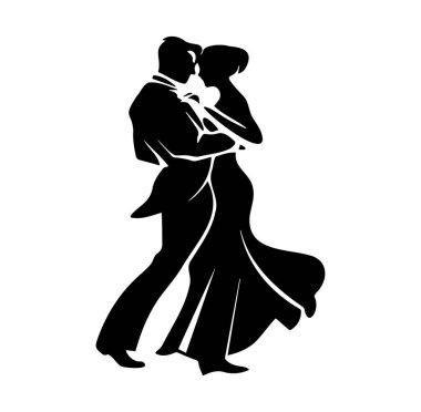 Siluet Danslı Zarif Çift Romantizm İçin Tasarım
