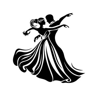 Siyah ve Beyaz Siluet Tarzıyla Dans Eden Zarif Çift