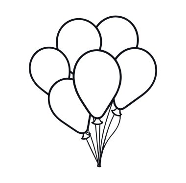 Bir Kümedeki Balonların Siyah ve Beyaz Çizimi