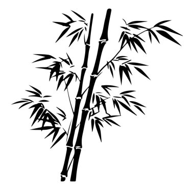 Dekor Amaçlı Siyah ve Beyaz Bambu Bitkisi Çizimi