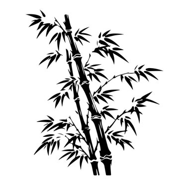 Beyaz Arkaplanda Siyah ve Beyaz Bambu Silueti